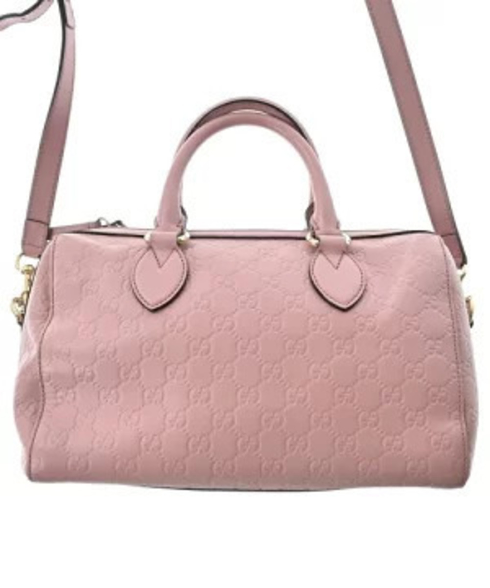 Gucci pink Guccissima Boston Handbag embossed GG monogram dual